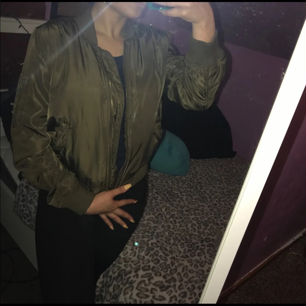 Olive green bomber jacket